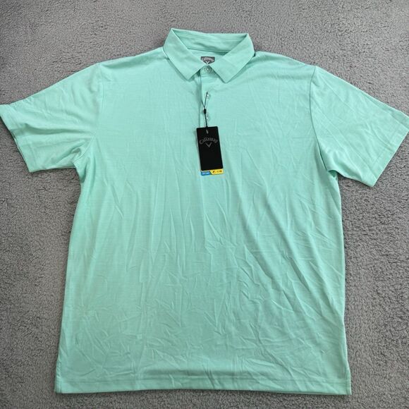 S Callaway Shirt Mens L Teal OptiDri Polo Performance Golf Short Sleeve NWT - Picture 1 of 8